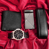 Men's Watch+Wallet+Belt Set PU Strap Casual Quartz Watch