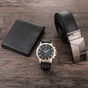 Men's Watch+Wallet+Belt Set - Gift for Dad - 3pcs/set - PU Strap - SAL99