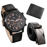 Men's Watch+Wallet+Belt Set, Gift for Dad, PU Strap, SAL99