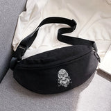 Outdoor Sports Waist Bag Skull Print Messenger Bag