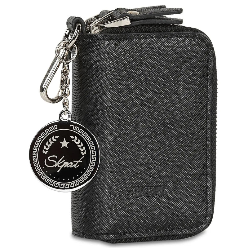 Unisex 2-Compartment Key Case with Zipper Closure