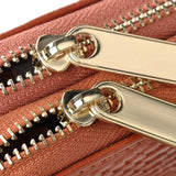 Crocodile Print Leather Double Zipper Wallet Handbag