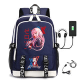 Men's Zero Two Printed USB Rechargeable Waterproof Nylon Backpack