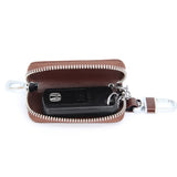 Leather Key Bag with Zipper for Men and Women