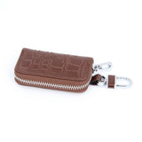 Leather Key Bag with Zipper for Men and Women