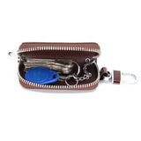 Leather Key Bag with Zipper for Men and Women