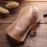 Men's Leather Mini Car Key Bag Small Waist Pull Large Capacity