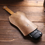 Men's Leather Mini Car Key Bag Small Waist Pull Large Capacity