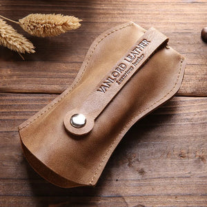 Men's Leather Mini Car Key Bag Small Waist Pull Large Capacity