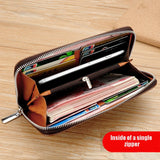 Men's Leather Wallet Double Zipper Clutch Bag Business Wallet