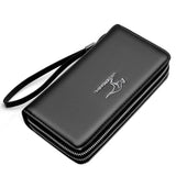 Men's Leather Wallet Double Zipper Clutch Bag Business Wallet