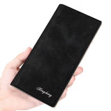 Men's Matte Vintage Long Wallet, Ultra-Thin Button Zip Wallet
