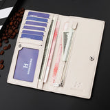 Men's Matte Vintage Long Wallet, Ultra-Thin Button Zip Wallet