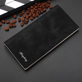 Men's Matte Vintage Long Wallet, Ultra-Thin Button Zip Wallet