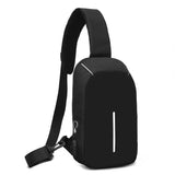 Men's Messenger Chest Bag USB Charging Earphone Plug