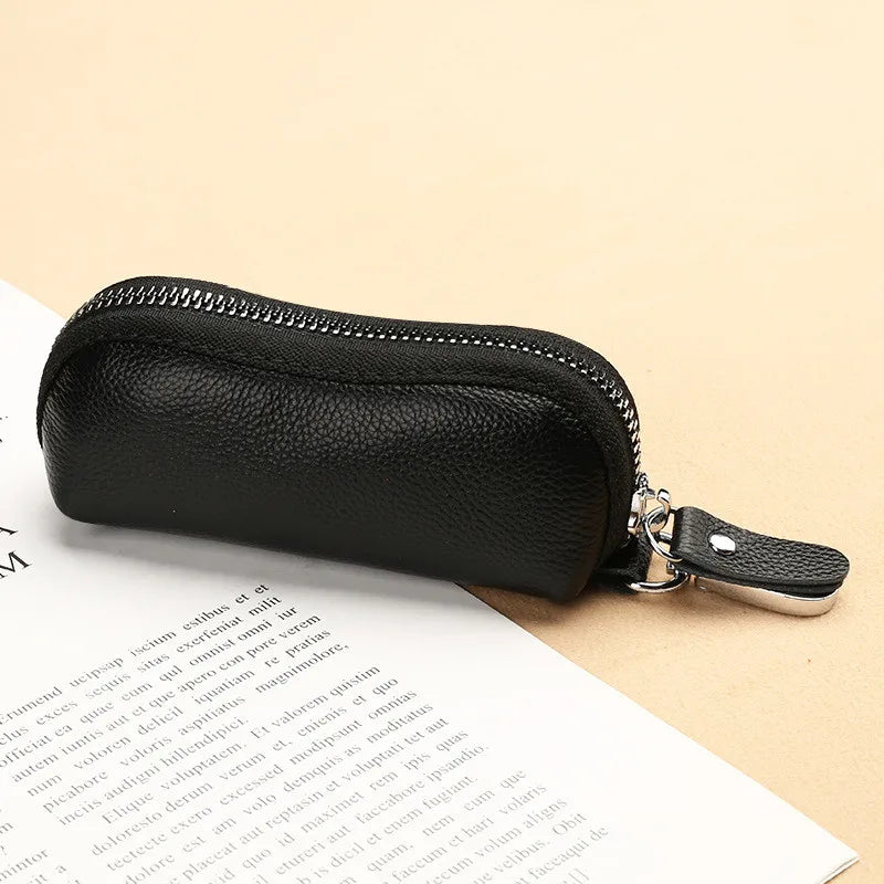 Men's Leather Key Wallet Organizer Zipper Pouch Keychain Holder