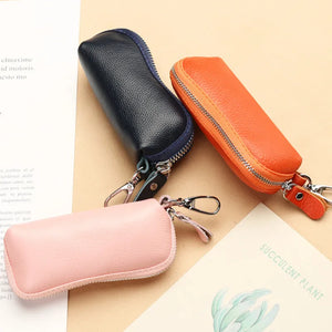 Men's Leather Key Wallet Organizer Zipper Pouch Keychain Holder