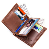 Men's Short Leather Wallet Anti-Theft Brush Wallet with Multi-card Slots
