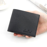 Men's Lychee Leather Short Wallet Smooth Soft Horizontal Business Wallet