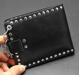 Men's Skull Studded Wallet with Key Chain
