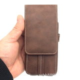 Men's Vertical Waist Leather Bag with Phone Pocket