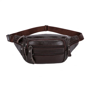 Men's Leather Waist Bag Shoulder Bag Chest Bag Sports Soft Leather