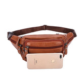 Men's Leather Waist Bag Shoulder Bag Chest Bag Sports Soft Leather