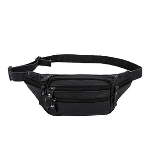 Men's Leather Waist Bag Shoulder Bag Chest Bag Sports Soft Leather