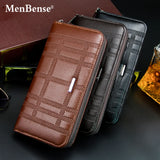 Men's Long Buckle Embossed Trifold Wallet Business