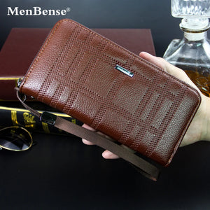 Men's Long Buckle Embossed Trifold Wallet Business