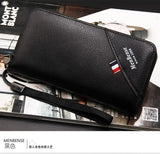 Men's Long Buckle Embossed Multi-Card Trifold Wallet Business