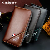 Men's Long Buckle Embossed Multi-Card Trifold Wallet Business