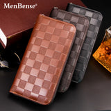 Men's Long Wallet Buckle Embossed Trifold Business 596
