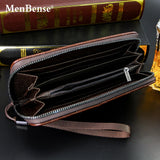 Men's Long Buckle Embossed Trifold Wallet Business