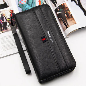 Men's Zipper Clutch Wallet Long Coffee Business Phone Bag