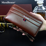 Men's Zipper Clutch Wallet Long Coffee Business Phone Bag