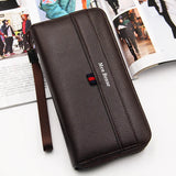 Men's Zipper Clutch Wallet Long Coffee Business Phone Bag