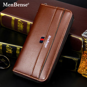 Men's Zipper Clutch Wallet Long Coffee Business Phone Bag