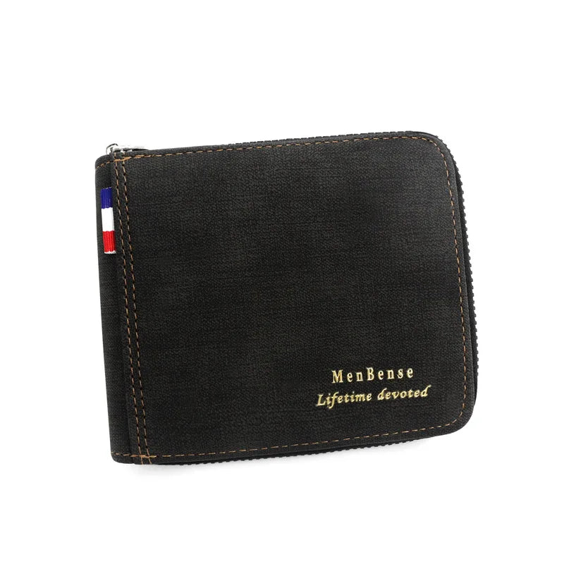 Men's PU Leather Wallet with Hinge Splicing Print Short Wallet
