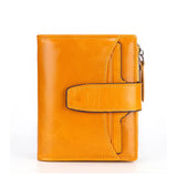 Men's Oil Wax Leather Double Zipper Wallet