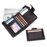 Men's Oil Wax Leather Double Zipper Wallet