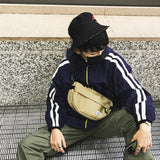 Canvas Shoulder Bag Big Capacity Belt Pouch Crossbody Pack