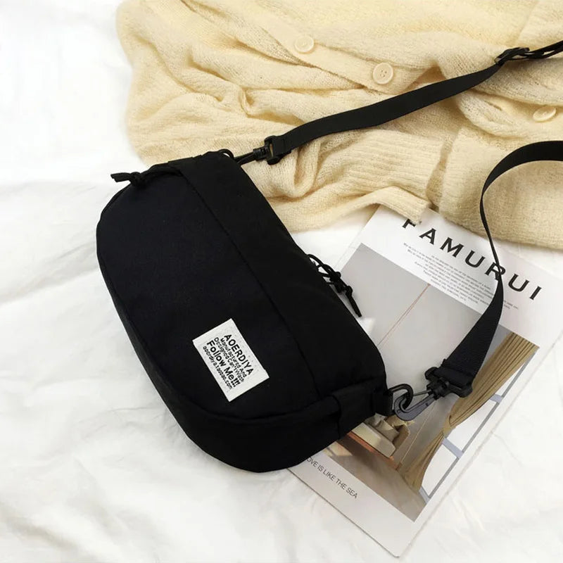 Canvas Shoulder Bag Big Capacity Belt Pouch Crossbody Pack
