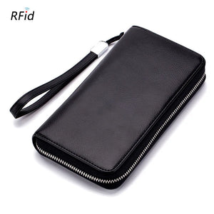 Men's Genuine Leather Zipper Clutch Bag Wallet