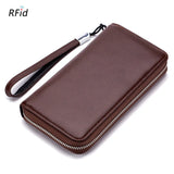 Men's Genuine Leather Zipper Clutch Bag Wallet
