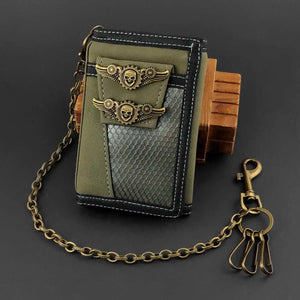 Mens Biker Cluth Wallet Army Green With Chain