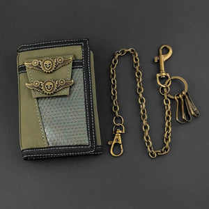 Mens Biker Cluth Wallet Army Green With Chain