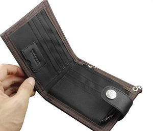 Canvas Leather Biker Wallet Purse Long Chain Gift