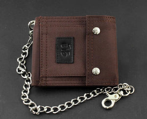 Boys Biker Canvas Bifold Wallet Purse with Long Chain Gift