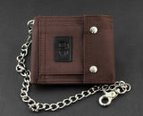 Boys Biker Canvas Bifold Wallet Purse with Long Chain Gift